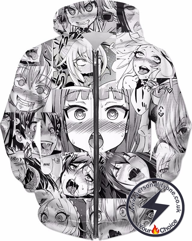 Ahegao Zip Up Hoodie Classic Face